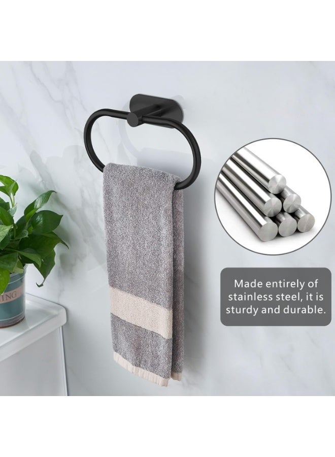 Eolax Towel Bar/Bath Towel Ring, Self Adhesive Hand Towel Ring for Bathroom, Stainless Steel Sticky Hand Towel Holder, No Drilling Modern Round Towel Hanger Wall Mounted - Image 4